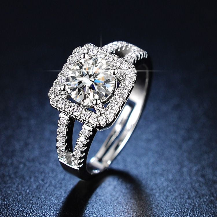 American diamond square finger ring