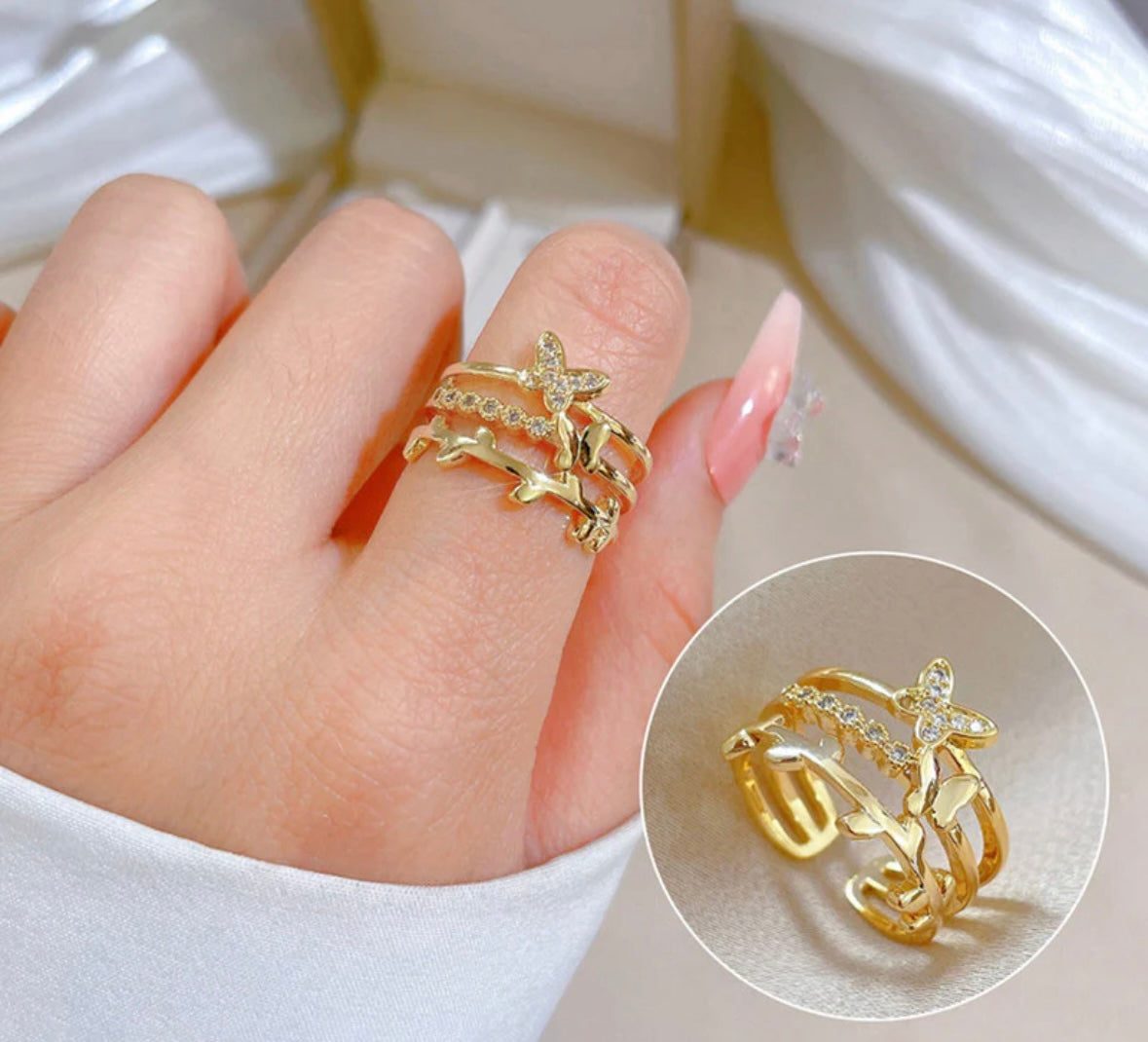 Butterfly golden stack ring