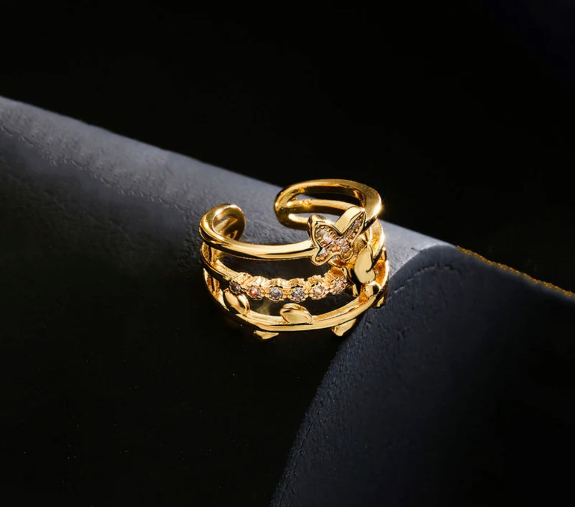 Butterfly golden stack ring