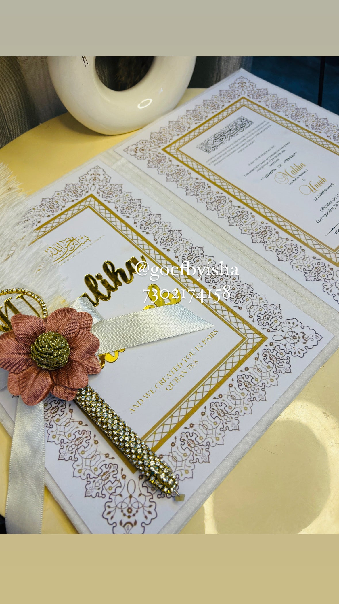Nikah Nama and Nikkah pen combo