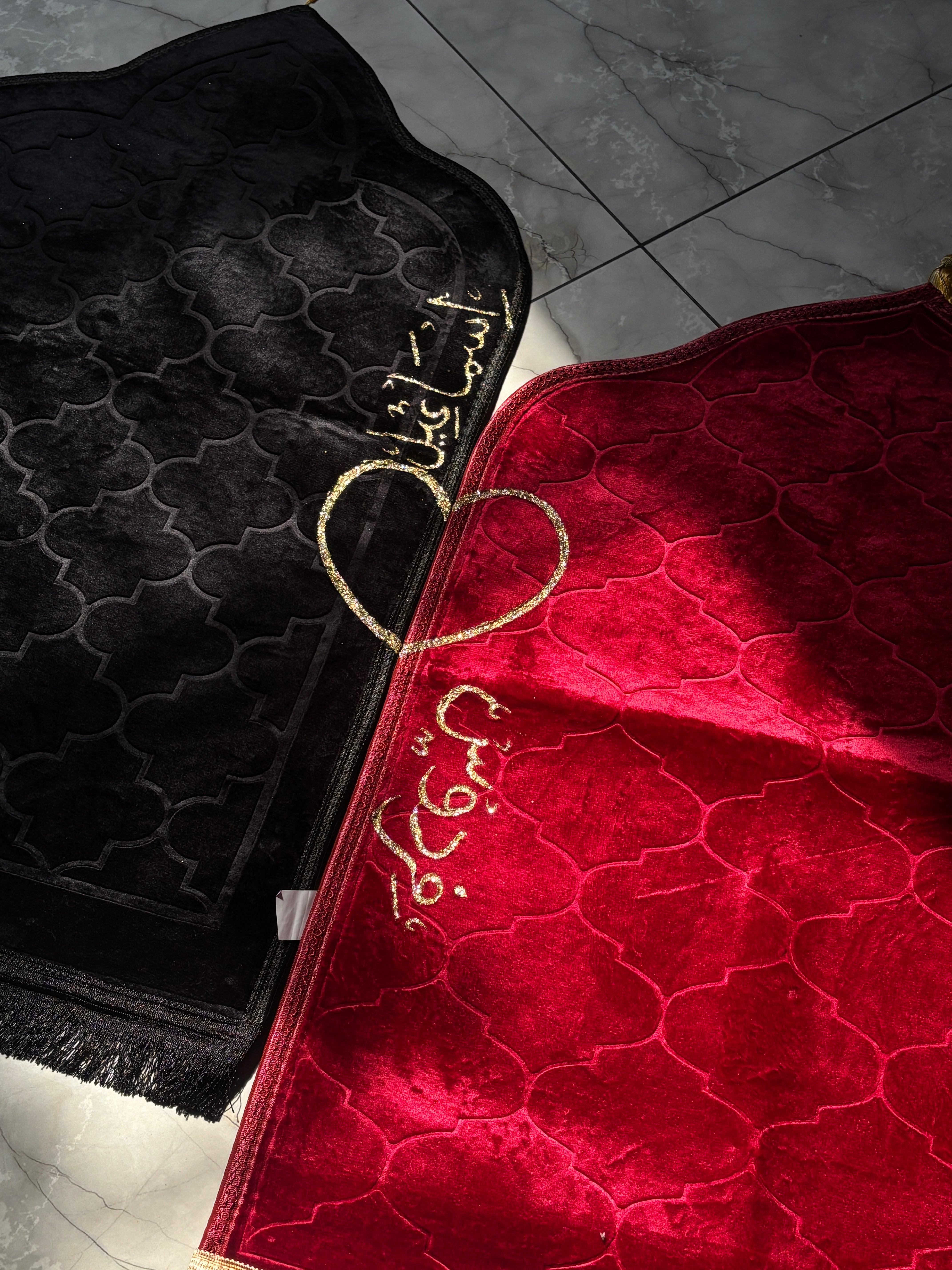 Black & Maroon couple prayer mats (couple janamaz)