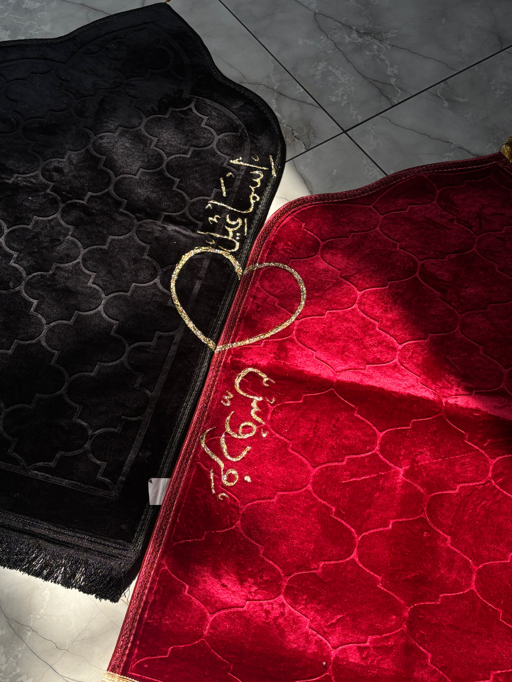 Black & Maroon couple prayer mats (couple janamaz)