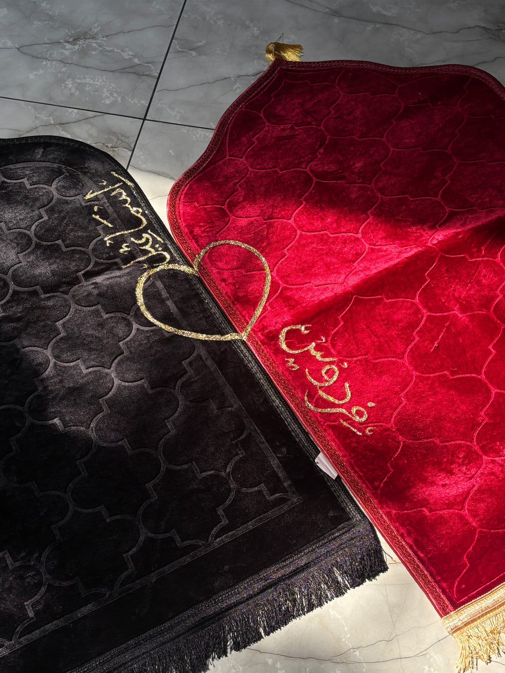 Black & Maroon couple prayer mats (couple janamaz)