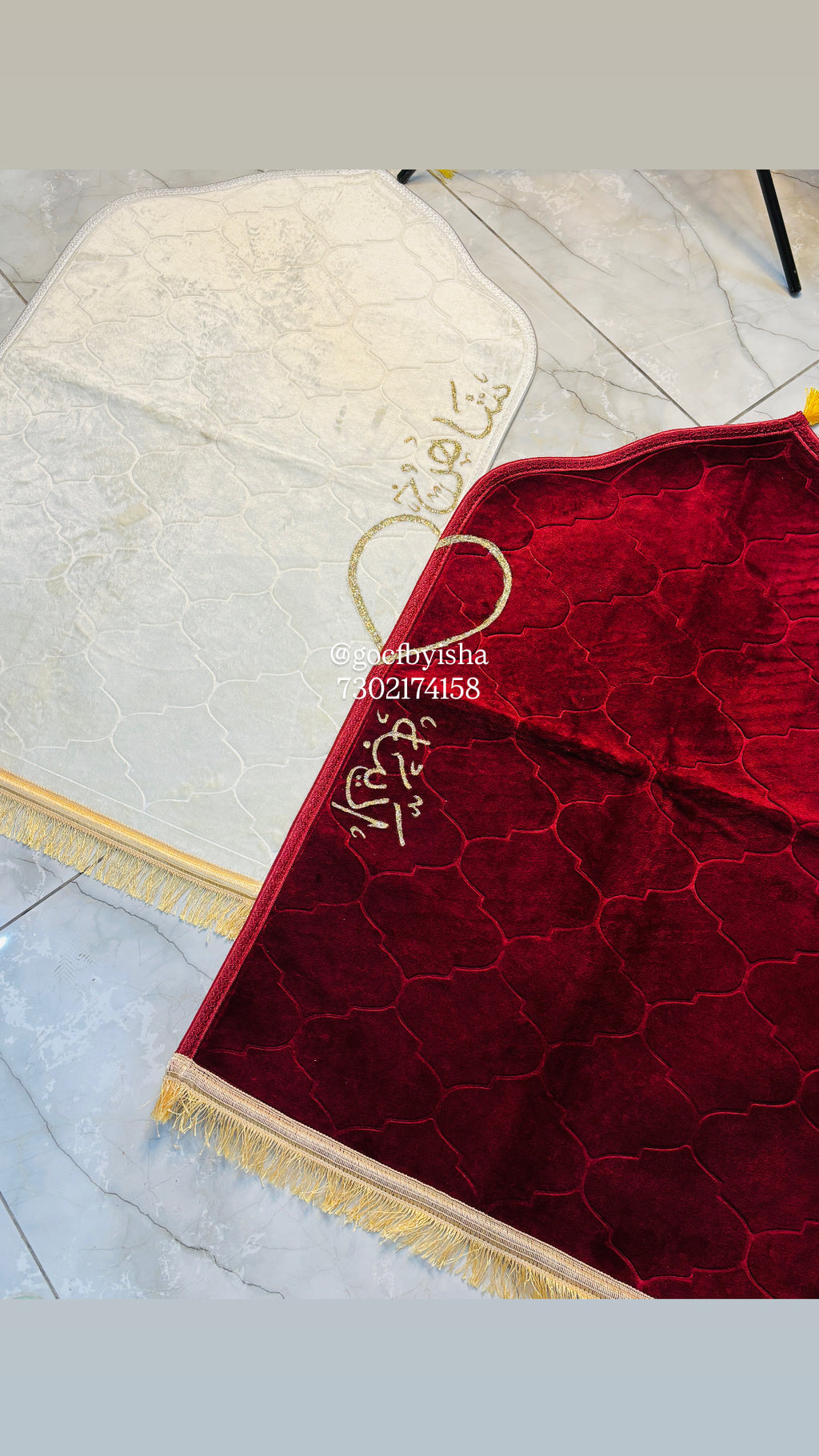 Couple janamaz White & Maroon