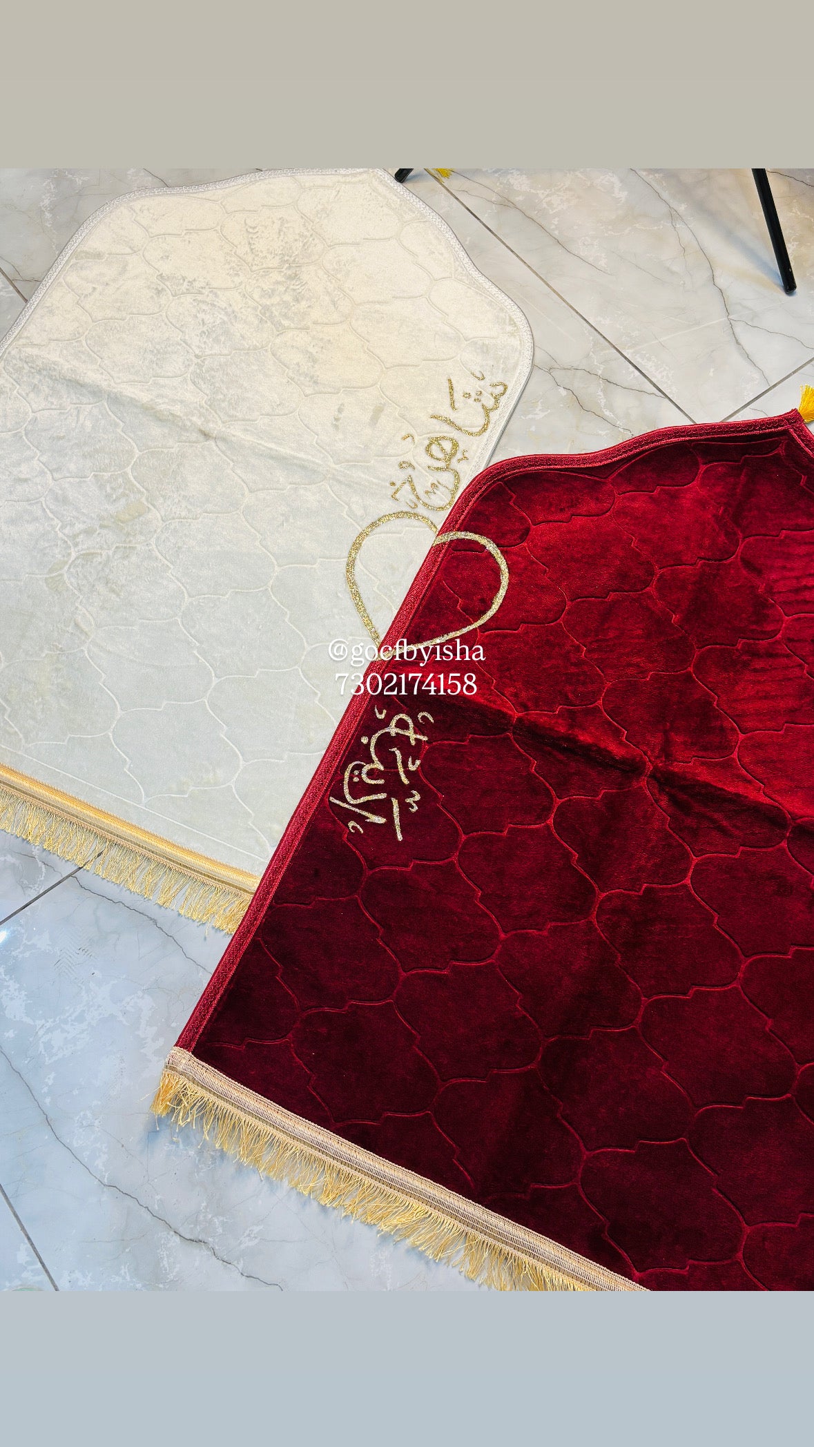 Couple janamaz White & Maroon