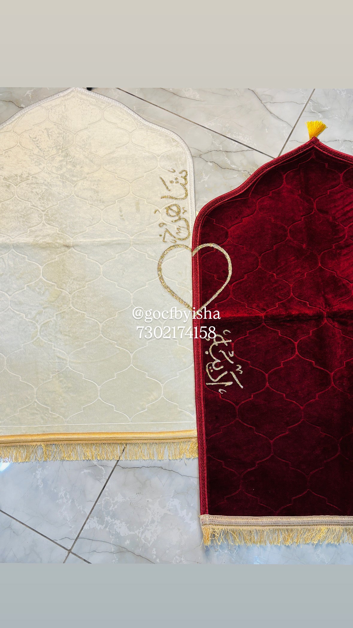 Couple janamaz White & Maroon