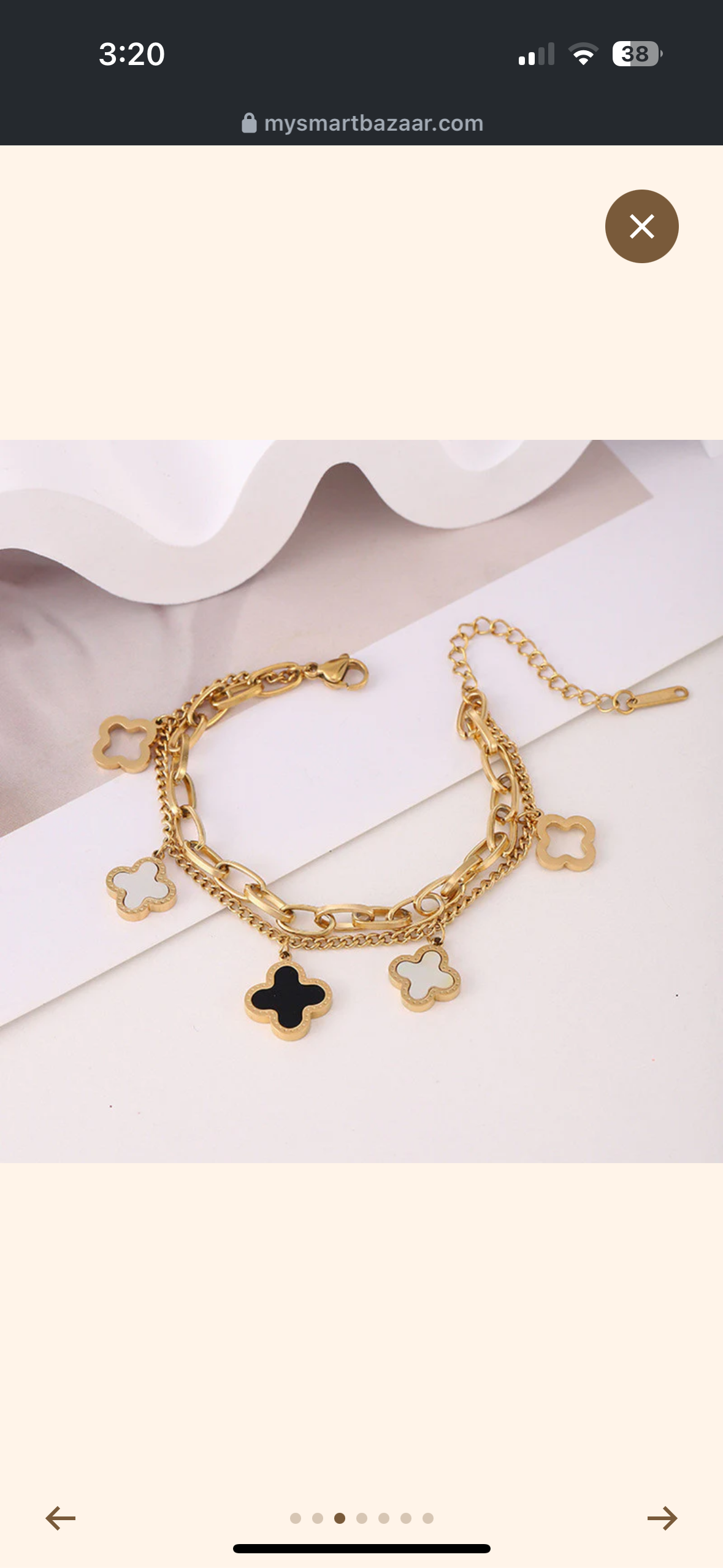 Black & White Clover Bracelet layered