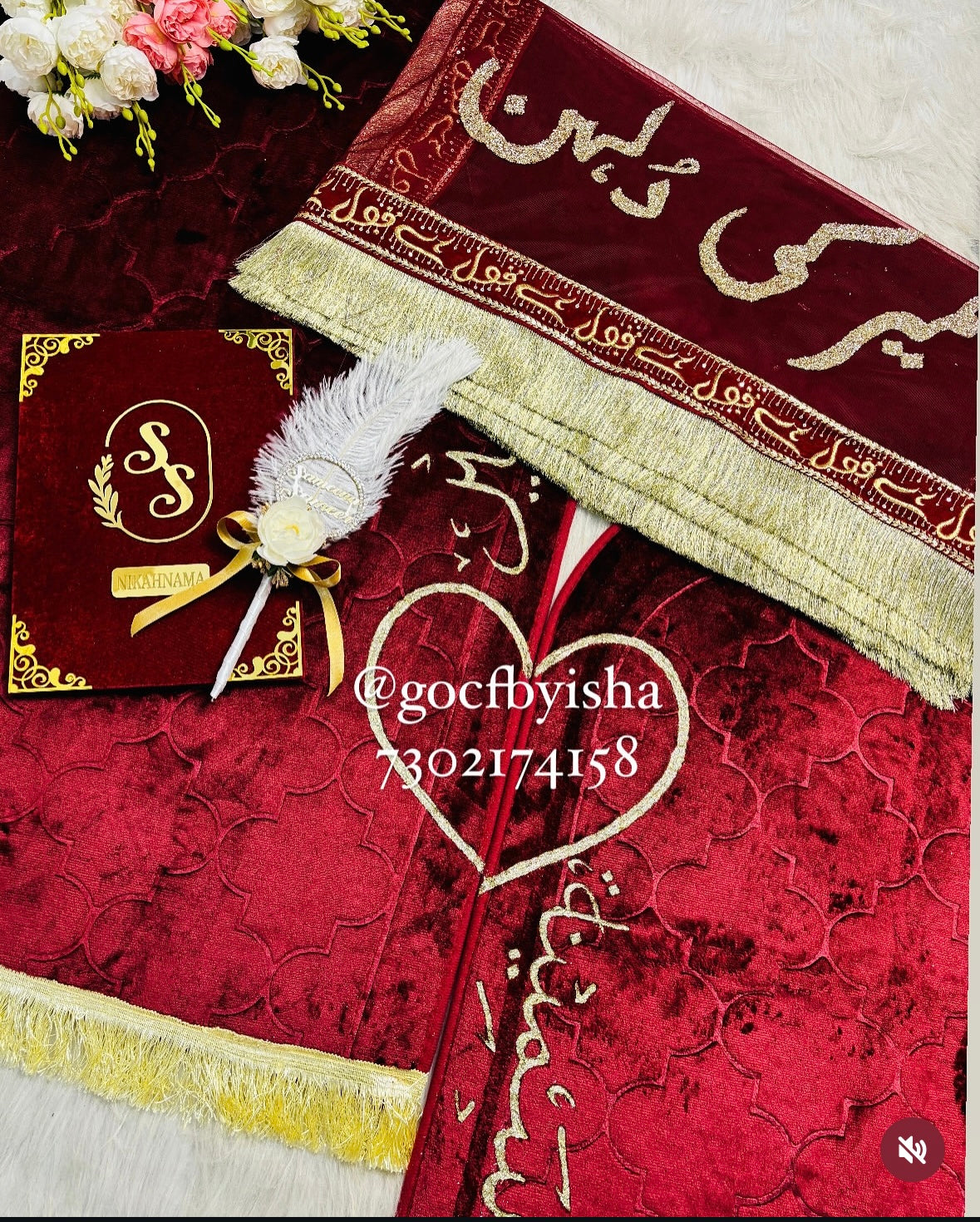 Nikah combo set (nikah namah , Signature pen , dupatta , Couple prayer mats )