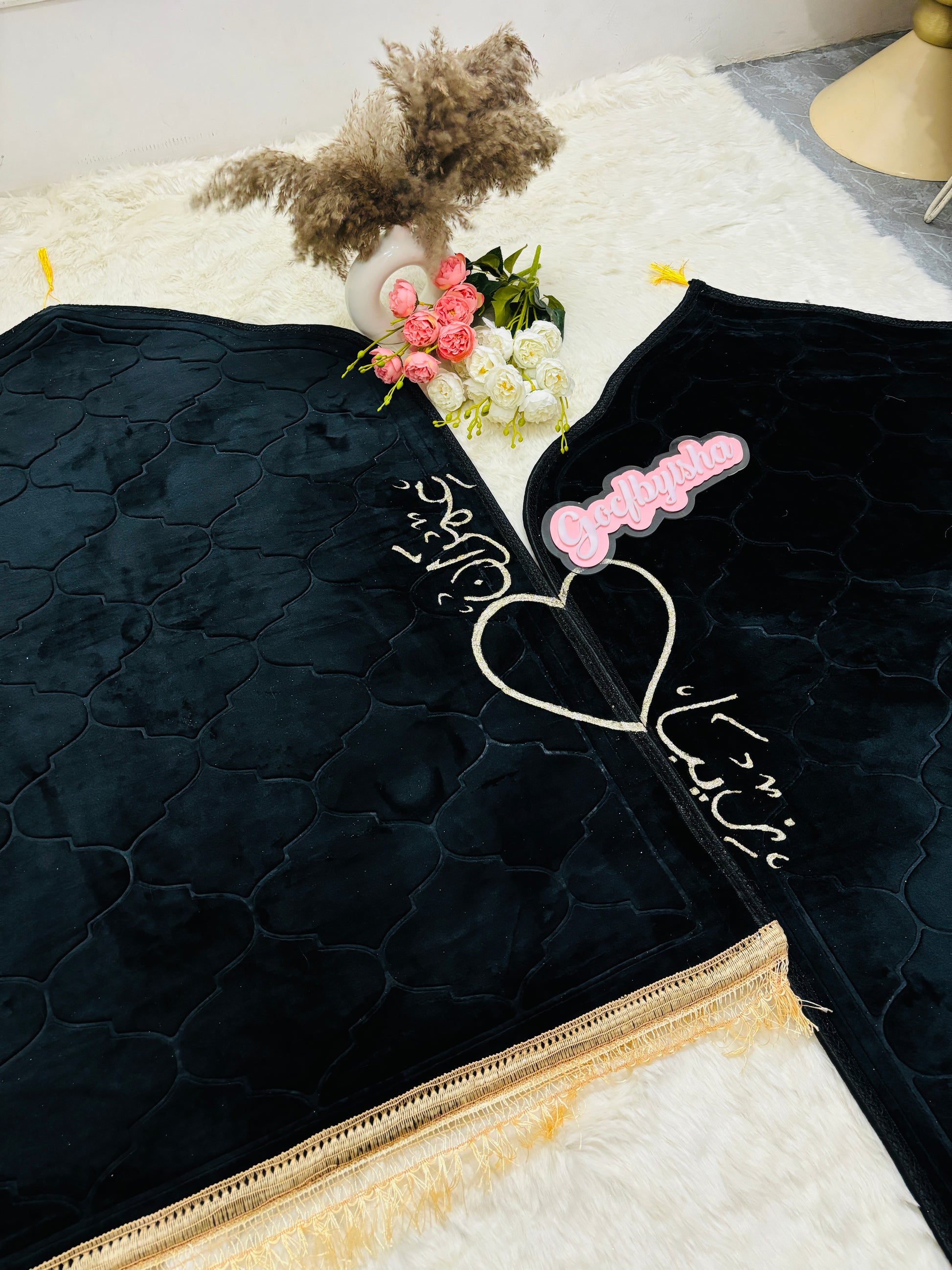 Couple prayer mat in black