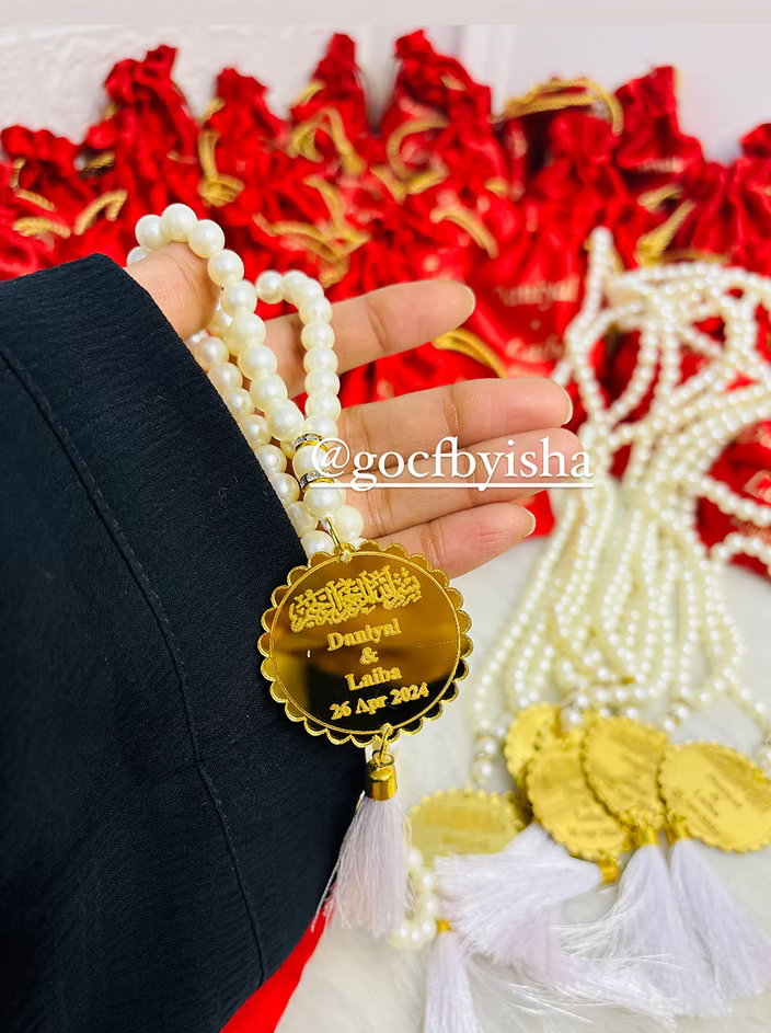 Customised Pearl Tasbeeh nikah favors