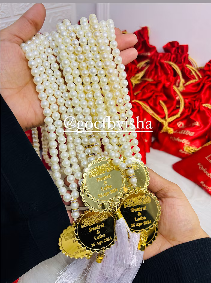 Customised Pearl Tasbeeh nikah favors