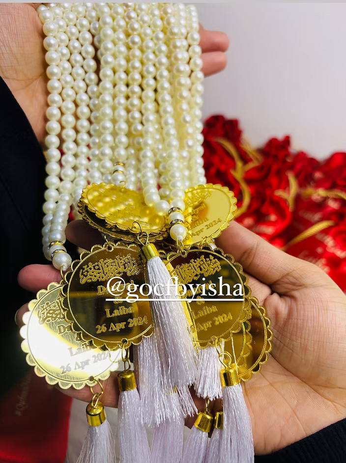 Customised Pearl Tasbeeh nikah favors